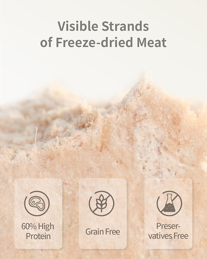 Freeze-Dried Cat Food, High Protein Healthy Freeze Dried Cat Treat & Topper (Beef Recipe - 0.7 Ounce)