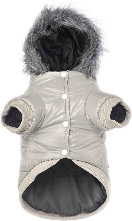 LESYPET Dog Coat for Small Dogs, Windproof Doggie Puffer Jacket with Leash Hole, Extra Warm Dog Jacket Winter Coat, Grey XXL