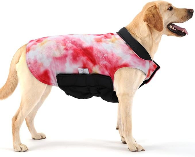 GMF Winter Dog Jacket Reversible Vest - Waterproof, Windproof, Thick Soft Coat with Leash Hole for Small to Large Dogs