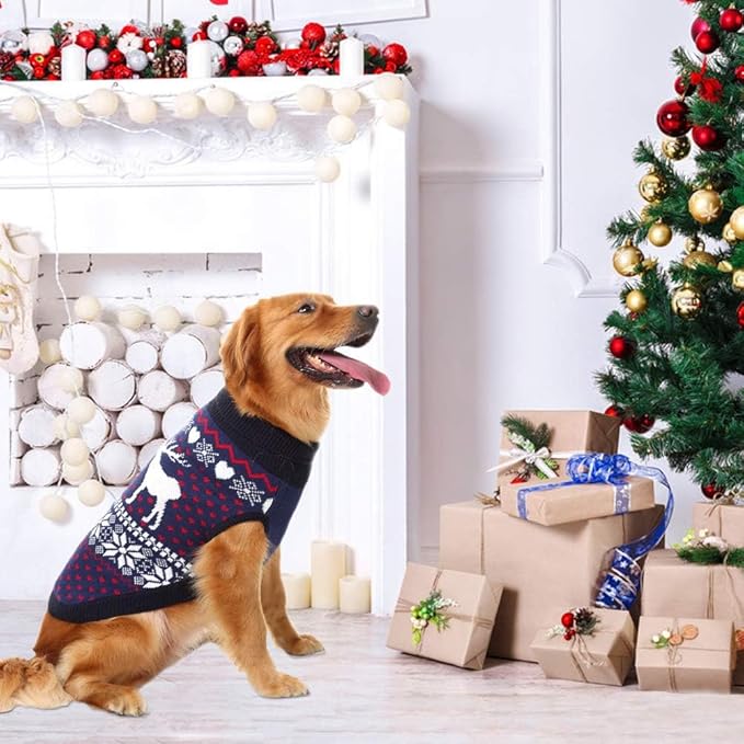 SCENEREAL Dog Sweater for Medium Size Dog Girls Boys, Turtleneck Pullover Winter Puppy Clothes, Christmas Outfits, Pet Sweatshirt Apparel Knitwear for Frenchie, Beagle, Boston Terrier M