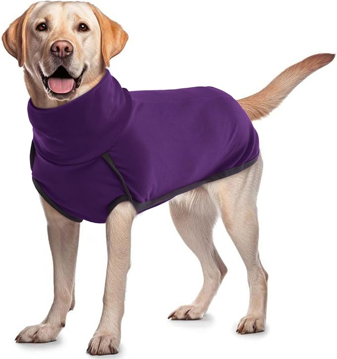 ROZKITCH Dog Sweaters for Medium Dogs Girl, Pet Windproof Warm Cold Weather Jacket Vest Cozy Jumpsuit Apparel Outfit Clothes for Walking Hiking Travel Sleep Purple M