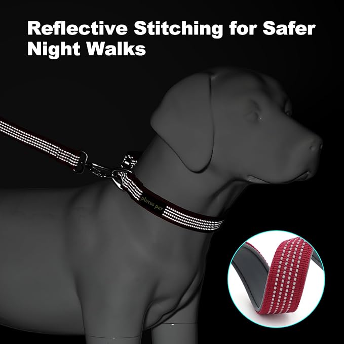 Plutus Pet Reflective Dog Collar with Aviation Aluminum Buckle, Neoprene Padded for Comfort, Lightweight, Heavy Duty Nylon Collar for Puppy Small Medium Large Dogs (Burgundy Red, XL)