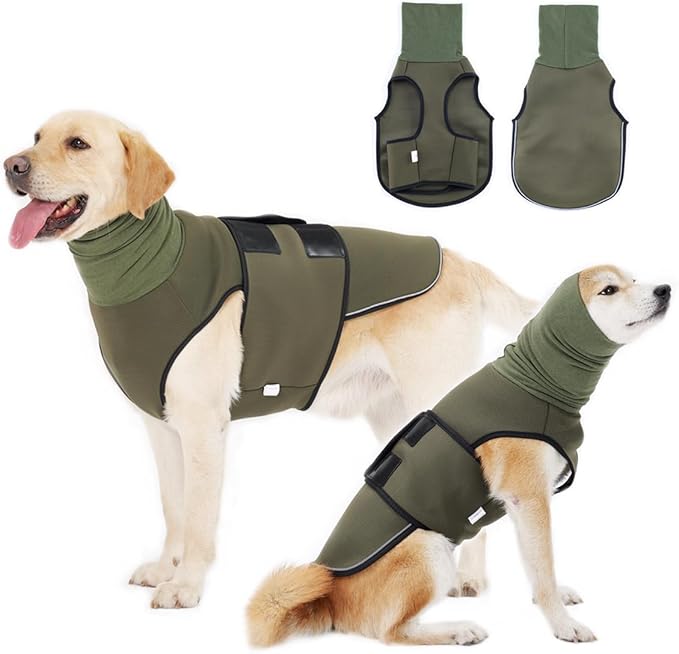 Dog Anxiety Vest,Pet Calming Hoodie Breathable Dog Anti-Anxiety Jacket for Thunder Fireworks and Separation,Green XS