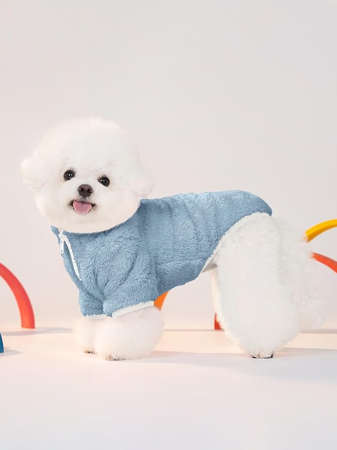 Haloumoning Dogs Fleece Winter Coats Jackets for Small and Medium Dogs Thick Full Zip Sherpa Turtleneck Puppy Jackets