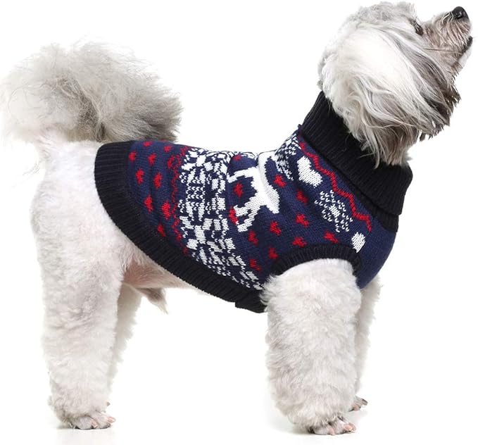 SCENEREAL Small Dog Girls & Boys Turtleneck Sweater - Winter Puppy Clothes, Christmas Outfit - Dachshund, Yorkie, Chihuahua Sizes