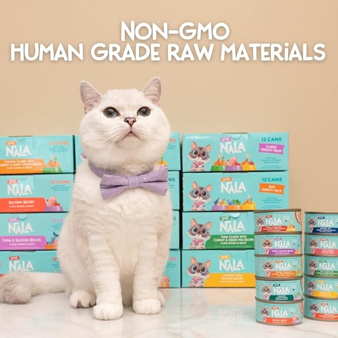 LOVE, NALA - Single Protein Chicken Flaked Wet Cat Food - Hydration Broth, Natural, Grain-Free, Non-GMO, No Gums, No Carrageenan, Human-Grade Chicken, Added Vitamins & Minerals - 2.8 oz, 12 Cans