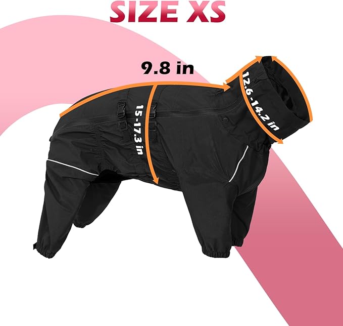 Small Medium Large Dog Raincoat, Waterproof Dogs Rain Jacket, Puppy Side Zipper Reflective Strip Leash Holes Elastic Raincoats