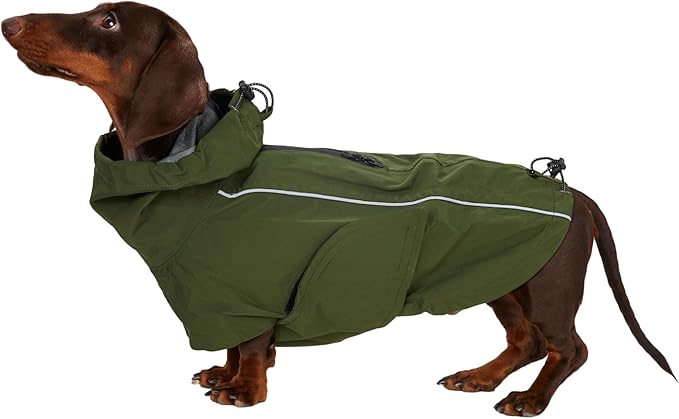 Waterproof Dog Raincoat, Hooded Raincoat for Dachshund Whippet Small Medium Large Dogs, Adjustable Dog Rain Coat Jacket (01(Dachshund 5-10lbs))