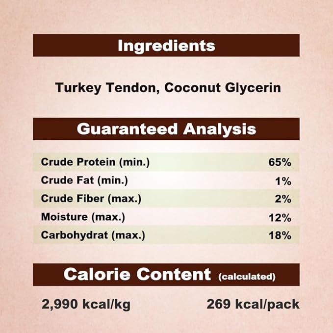 AFreschi Turkey Tendons for Dogs, USA-Sourced, Healthy Dog Treats, Rawhide-Free Puppy Chews, Long Lasting, All Natural, Hypoallergenic Dog Treats for Large Breeds, 2 Count Pack Bone (L)