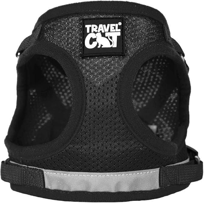Travel Cat Harness and Leash Set - Adjustable Fit Mesh Cat Harness and Reflective Strap - Comfort Walking Vest for Kitten for Outdoor Walking, Hiking (Extra Small, Black)