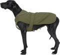 Kuoser Canvas Dog Coat, Warm Dog Jacket Reflective Fleece Pet Cold Weather Coat, Warm Doggie Clothes Waterproof Winter Vest with Zipper Leash Hole for Small Medium Large Dogs, Army Green 3XL