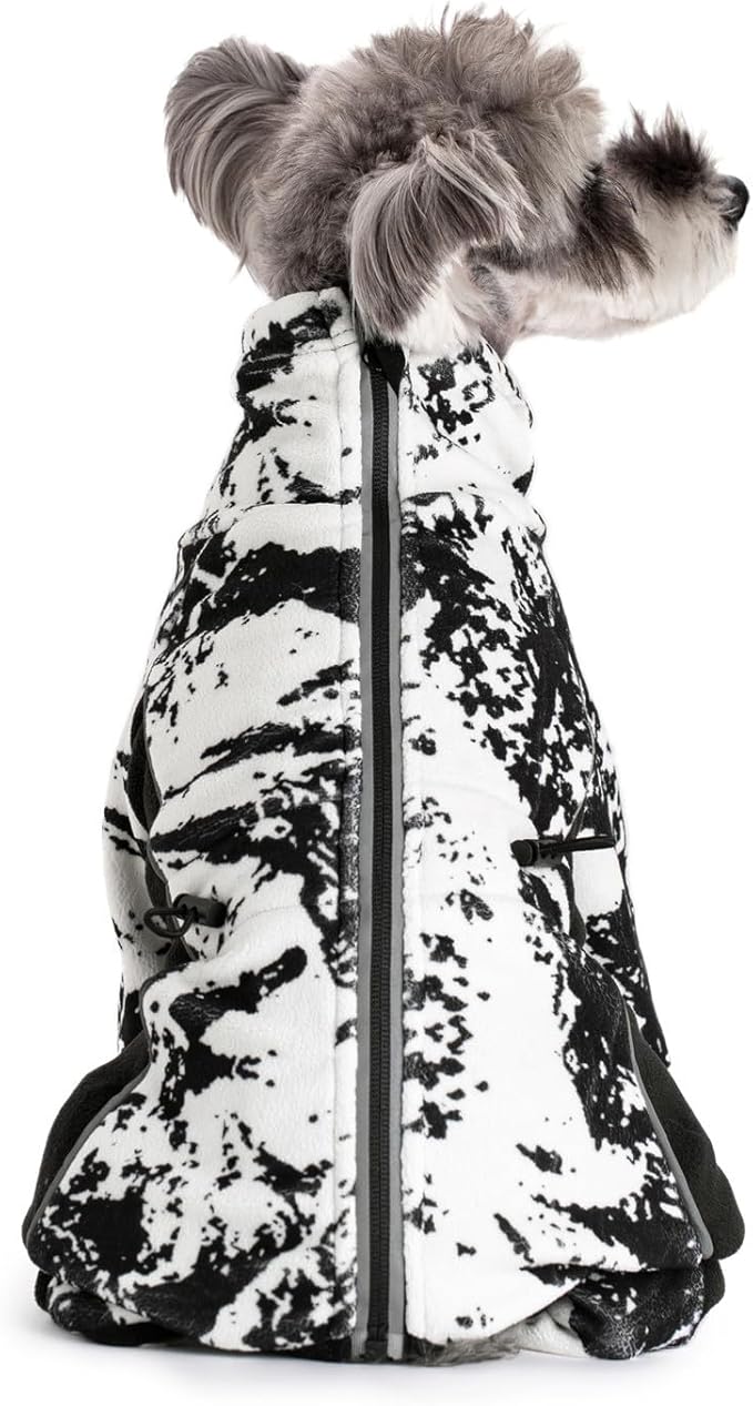 Fleece Dog Coat for Small Medium Dog,Pullover Pajamas Jumpsuit Bodysuit Puppy Coats with Legs, Pet Windproof Warm Cold Weather Jacket Full Body Vest Cozy Snowsuit Outfit Clothes (White, S)