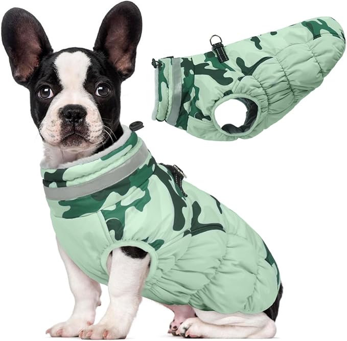 Lelepet Warm Dog Winter Coat Dog Coats for Medium Dogs Waterproof Dogs Jacket with Harness Built in Reflective Cold Weather Coats Windproof Zip-Up Fleece Vest Snowsuit Dachshund Boston Terrier M