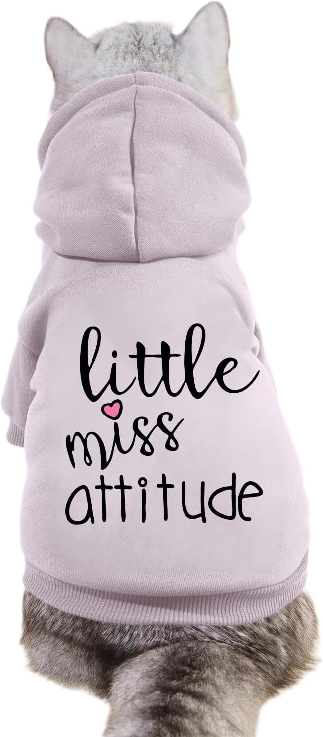 Cat Hoodies for Cats Puppy Pet Clothes Cat Apparel Little Miss Attitude Print Dog Hoodie for Small Medium Dogs Outfits for Kittens(Purple,M)