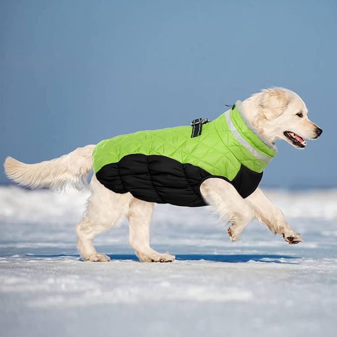 Lelepet Dog Coat Warm Dog Winter Coat Waterproof Dogs Jacket with Harness Built in Reflective Pet Fleece Vest Zip-Up Cold Weather Coats for Extra Large Dogs Turtleneck & Windproof Coats Great Dane 3XL