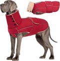 ASENKU Warm Dog Coat, Waterproof Dog Jackets for Large Dogs with Reflective Fleece Vest Turtleneck with Button,Windproof Cold Weather Coats for Small Medium Large Dogs, Dark Red, 3XL