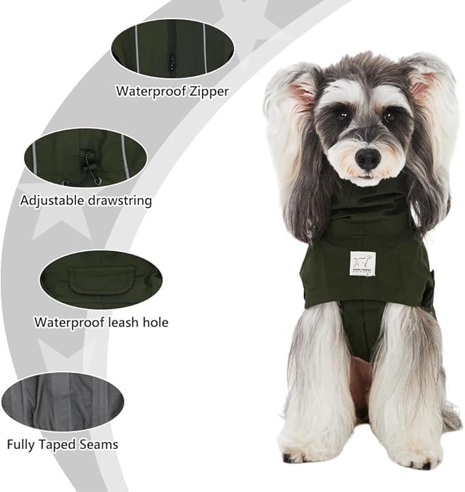 Waterproof Dog Raincoat, Hooded Raincoat for Dachshund Whippet Small Medium Large Dogs, Adjustable Dog Rain Coat Jacket (05(chest21-23'', back17-19.5''))