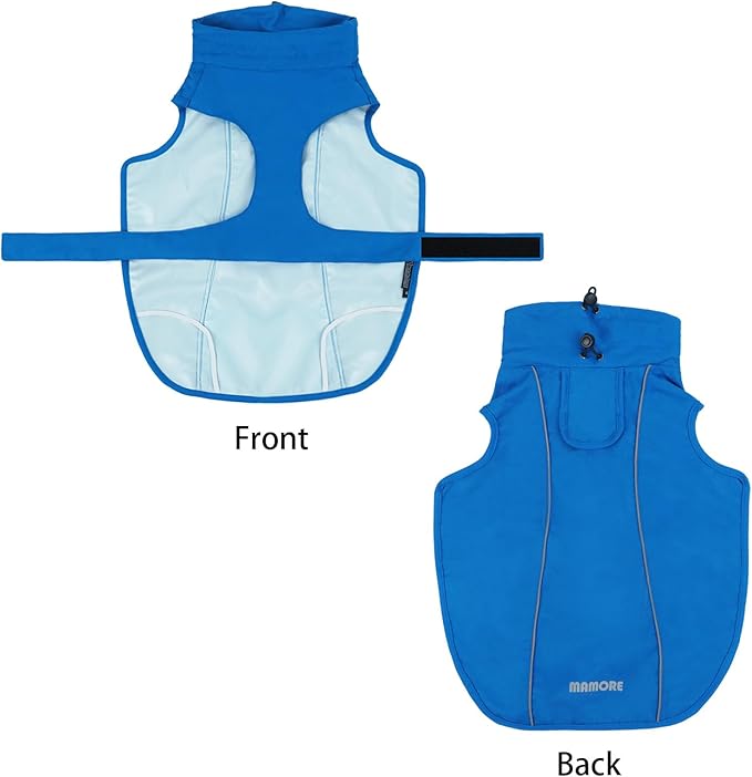 Waterproof Dog Raincoat, Adjustable Lightweight Dog Rain Jacket with Reflective Strip Leash Hole for Small Medium Large Dogs (Blue, Medium(13-22lb))