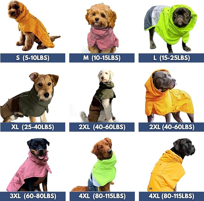 Spark Paws Dog Raincoat, Waterproof Windproof Rain Jacket, for Small Medium Large Extra Large Dogs, Reflective Breathable Full-Body Coverage Dry Suit - Green Brown Tan, S