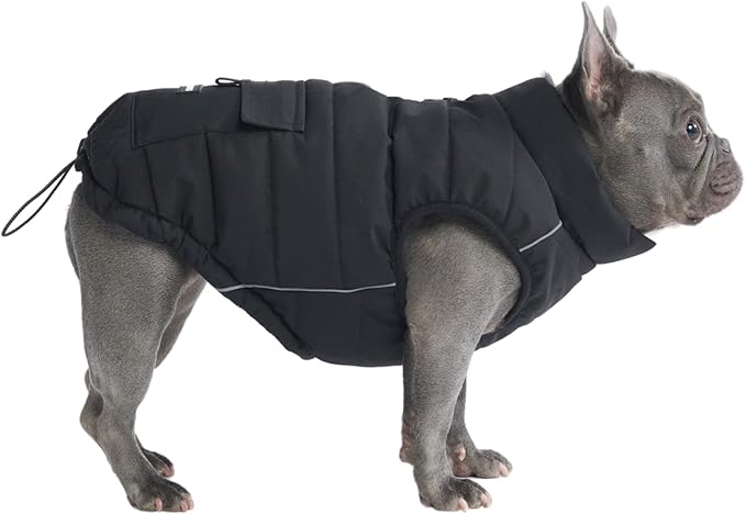 Spark Paws Dog Winter Jacket, Water-Resistant Coat, Warm Reflective Windproof Fleece-Interior, for Medium and Large Dogs - Black - L