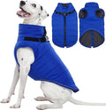 Kuoser Large Dog Winter Jacket Waterproof L with Harness | ·-30°C Rated·Storm Hood·Built-in Leash·Husky Fit·Extreme Weather Protection, Blue L