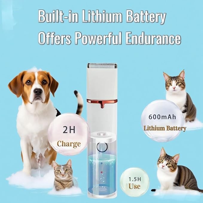 4 in1 Pet Dog Grooming Clippers Cat Nail Clipper&Paw Trimmer Dog Hair Trimmer-Low Noise Rechargeable - Cordless Quiet Pet Grooming Supplies for Dogs Hair Nail Clippers Around Eyes and Ears(White)