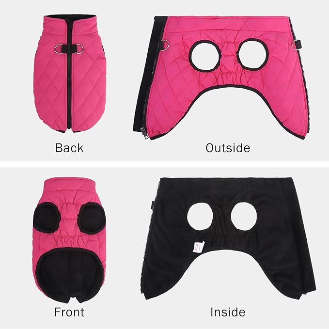 SCENEREAL Dog Winter Coat - Warm Dog Jacket with Built-in Harness for Small & Medium Dogs, Waterproof Cold Weather Coat with Zipper, Fleece Puffer Vest Windproof Snow Clothes for Puppy & Pet