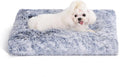 Bedfolks Plush Waterproof Dog Crate Bed, Removable Washable Cover, Faux Fur, 17"x12", Dark Blue
