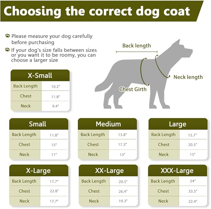 Fleece Hoodie, Windproof Waterproof Coat, Winter Warm Jacket, Cold Weather Pet Apparel Clothes Vest for Small Medium Large Dogs (XXL, Green)
