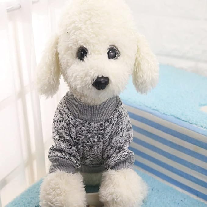 Idepet Pet Dog Classic Sweater Sweatshirt, Soft Fleece Coat for Small,Medium Dog,Warm Pet Dog Cat Clothes,Soft Puppy Customes 2 Color (S, Grey)