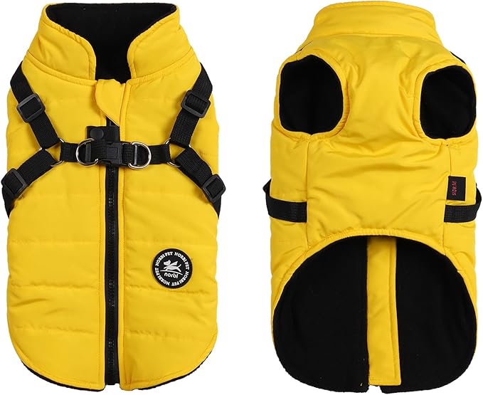 Norbi Dog Winter Jacket with Built-in Harness - Adjustable Warm Coats for Small, Medium, Large Dogs - Cold Weather Protection