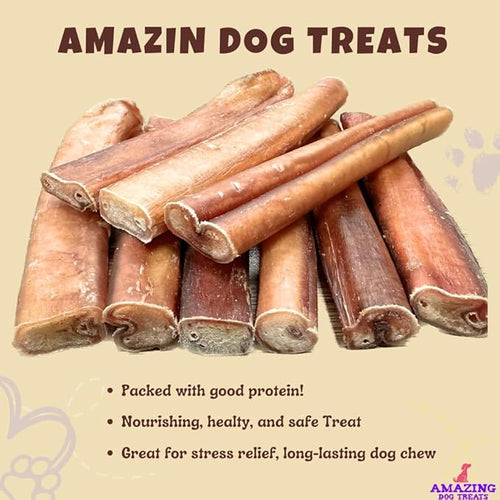 Amazing Dog Treats Bully Sticks 6 Inch [Extra Thick - 10 Pcs/Pck] -NO Hide Bones for Dogs - Safe Chews for Dogs - Long Lasting Bully Sticks for Dogs