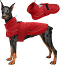 Kuoser Dog Jacket, Dog Coats for Large Dogs, Winter Waterproof Big Doggie Vest, Reflective Dogs Cold Weather Coat, Windproof Turtleneck Pet Puffer Jacket Snowsuit Clothes with Harness Hole