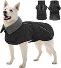 Kuoser Super-Warm Fleece Dog Jacket, Christmas Dog Coat Quilted Thermal Turtleneck Puppy Snowsuit, Windproof & Reflective Pet Winter Clothes for Large Dogs, Dark Grey 2XL