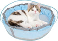 Cat Beds for Indoor Cats, Round Dog Bed for Small Dogs, Puppy, Kitten -Soft Plush Washable Cat Bed Calming with Protective Shield (Blue，18 Inches)