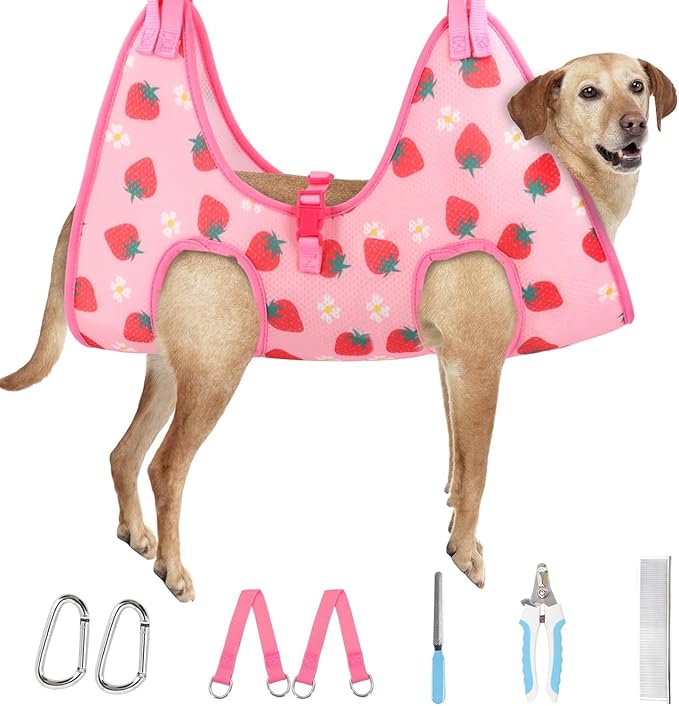 Supet Dog Grooming Hammock, Dog Hanging Harness for Nail Trimming Doorframe, Pet Holder Restraint for Clipping Nails, Pet Hoist Sling for Cutting Nails, Ear & Eye Cleaning, Medicine at Home (XL)