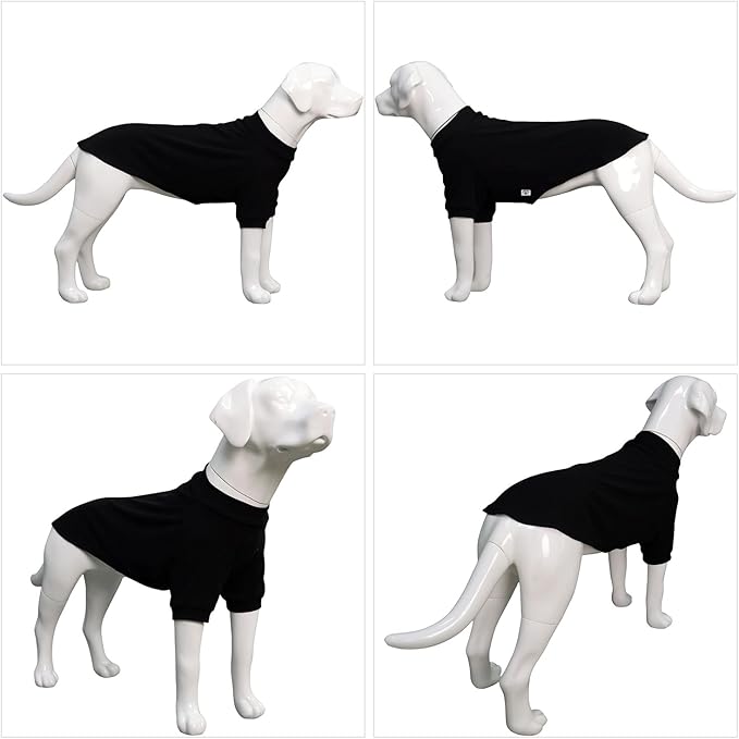 Lovelonglong Ribbed Dog T-Shirt Cotton Knitted Dog Sweaters for All Season Pet T-Shirts for Large Medium Small Dogs Black XS