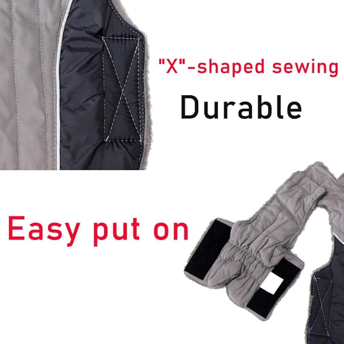 Fleece Dog Hoodie for Large Dogs Super Warm Doggie Jacket for Cold Winter Dog Coats,Grey XXL
