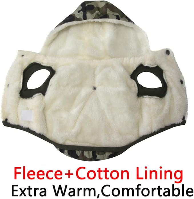 Fleece Lining Extra Warm Dog Hoodie in Winter,Small Dog Jacket Puppy Coats with Hooded,Green Camo XS