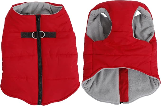 Geyecete Dog Bulldog Clothes Dog Cotton Padded Coat Thick Winter Warm Vest Waistcoat Cold Weather Jacket Clothing for French Bulldog Coat-Red-XL