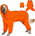 Dog Raincoat, Waterproof Dog Rain Jacket with Removable Hood，Adjustable 4 Legs Pet Poncho with Leash Hole，Reflective Stripe Hooded Snowproof Windproof Clothes for Small to 3X-Large Dogs, 2XL