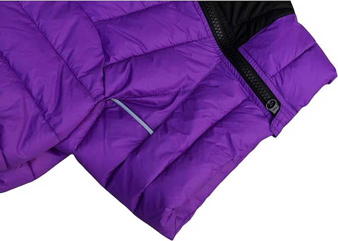 lovelonglong Dog Coat Dog Warm Jacket, 4 Legs Covered Waterproof Windproof Reflective Warm Dog Vest, Zippered Adjustable Outdoor Dog Snow Jacket for Small Medium Large Dogs Purple XXXL