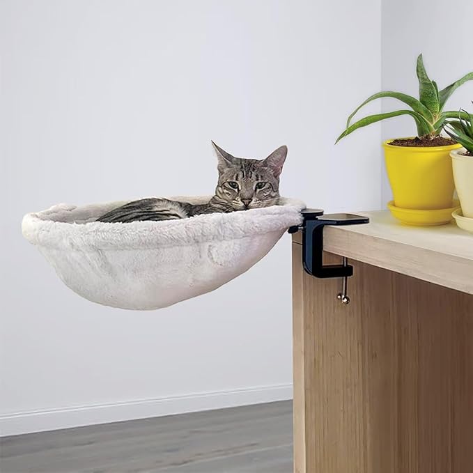 | Blue Replacement Fabric for Cat Desk Bed - Soft Faux Fur Fabric, Steel Frame | Cat perch for indoor cats | Perfect Hammock for your desk | Supports up to 50lbs | Pet couch | Elevated pet bed