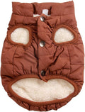 2 Layers Fleece Lined Warm Dog Jacket for Winter Cold Weather,Soft Windproof Large Dog Coat,Brown XXXL