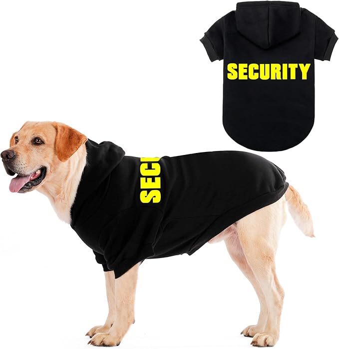 EXPAWLORER Security Dog Hoodie Puppy Sweater - Dog Sweatshirt Soft Fleece Lined Pet Clothes, Cold Weather Hooded Jacket Coat Keep Warm for Small Medium Large Dogs, 2X-Large
