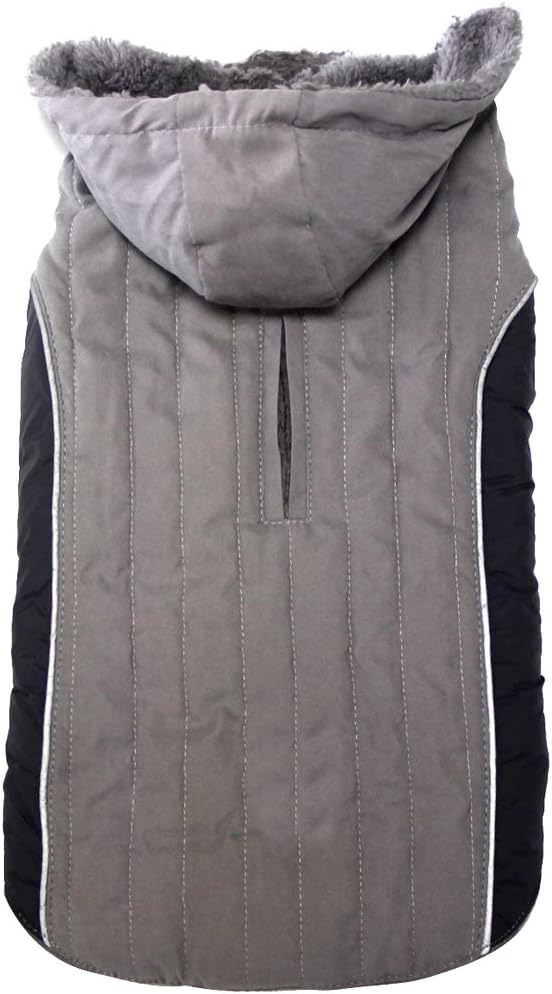 Fleece Dog Hoodie for Large Dogs Super Warm Doggie Jacket for Cold Winter Dog Coats,Grey XL