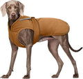 Kuoser Canvas Dog Coat, Warm Dog Jacket Reflective Fleece Pet Cold Weather Coat, Warm Doggie Clothes Waterproof Winter Vest with Zipper Leash Hole for Small Medium Large Dogs, Brown 2XL