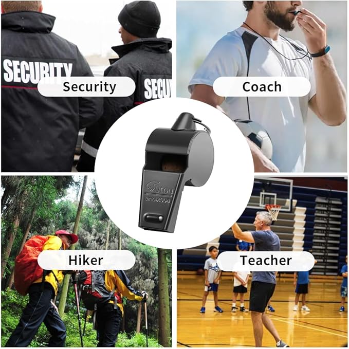 HUTOU Whistle Stainless Steel Coach Sports Whistle with Lanyard, Loud Crisp Sound Whistle Ideal for Coaches, Referees, and Official