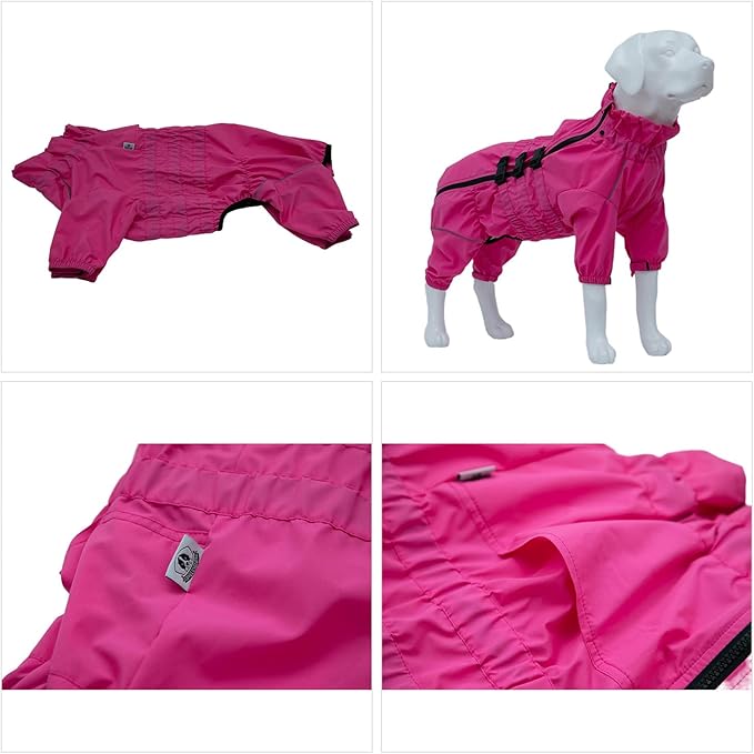 Dogs Waterproof Jacket, Lightweight Waterproof Jacket Reflective Safety Dog Raincoat Windproof Snow-Proof Dog Vest for Small Medium Large Dogs Rosered XXL