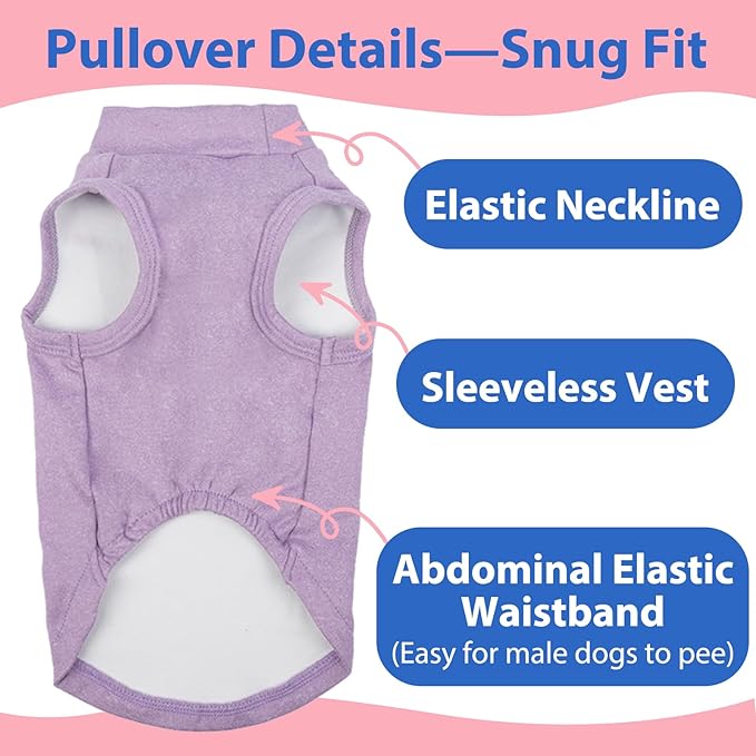 Fleece Sweater for Smalll Dogs - Purple, M - Pullover Vest | Stretchable Warm Sweatshirt, Lightweight Winter Jacket for Free Movement,Seasonal Dog Clothes,Shih Tzu, Papillon
